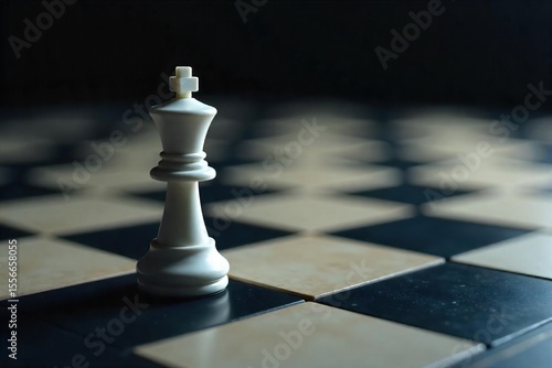 A lone chess piece, a white pawn, advances across the dark squares of a chessboard, representing a strategic move in a game of chess , advancement, victory, knight