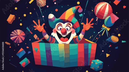 Creative Flat Vector Illustration of April Fools' Day Box, Playful and Colorful Design