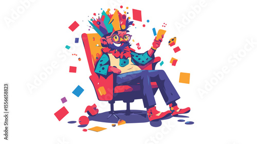 Whimsical April Fools Day Flat Vector Illustration