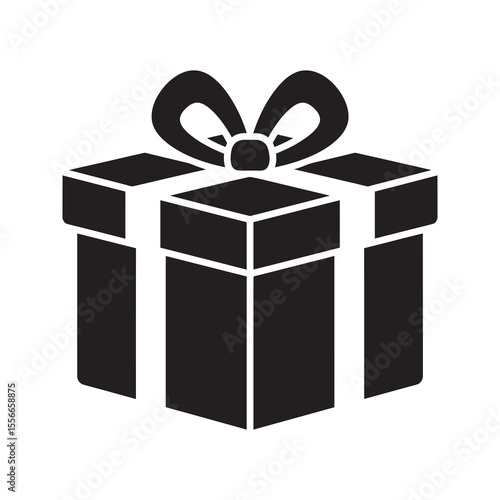 Gift box solid glyph icon with ribbon for present surprise birthday celebration and holiday special offer shopping and packaging symbol vector