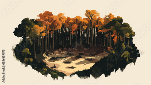 Forest Fires Deforestation Flat Vector Illustration