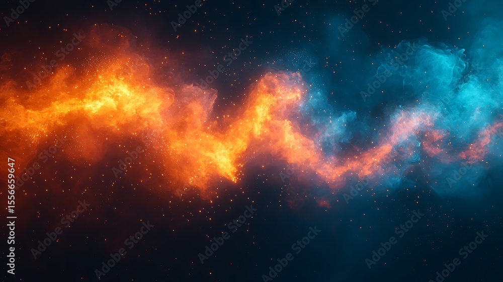 Obraz premium Abstract Orange and Blue Nebula Galaxy Space Background