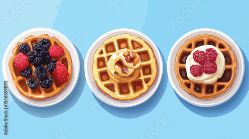 Delicious Vector Illustration of Waffles and Pancakes for Breakfast Menu Design