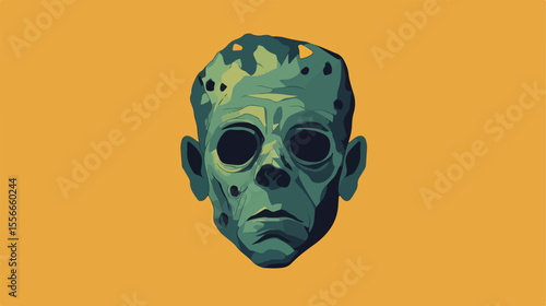 Frankenstein Mask Halloween Costume Face Flat View