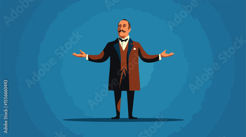 French Man Speaking Flat Vector Illustration