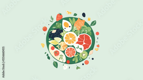 Vibrant Fresh and Delicious Food Icons Vector Illustration
