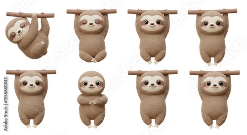 Cartoon sloths hanging upside down