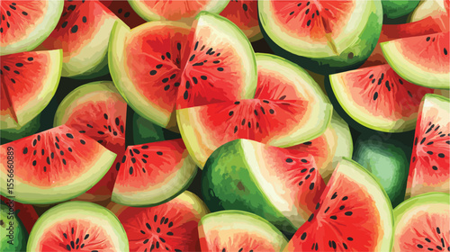 Fresh Watermelon Fruit Healthy Food Flat Vector Illustration
