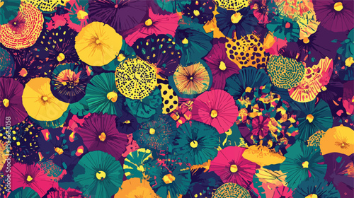 Fun and Colorful Party Umbrellas Pattern in Flat Vector Illustration