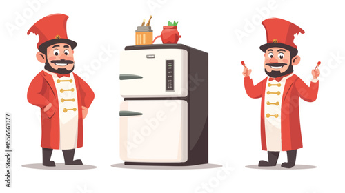 Magical Fridge Wizard Character Vector Illustration