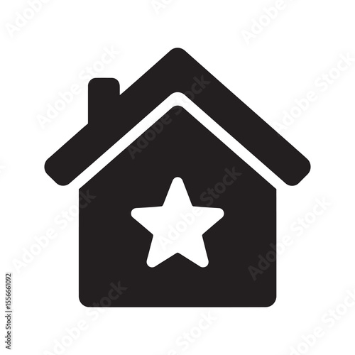 Favorite home solid glyph icon with house and star for best property choice top rated real estate and dream house selection symbol vector