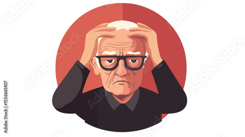 Frustrated Old Man Suffering from Alzheimer's Disease