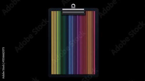 Colorful pencils in a clipboard against a black background