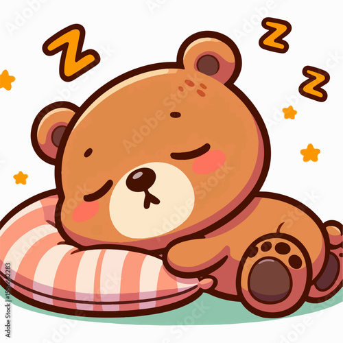 sleeping bear cub vector illustration