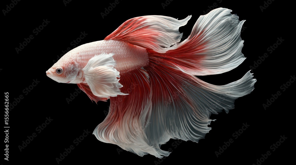 Obraz premium Elegant siamese fighting fish with flowing fins against a dark background