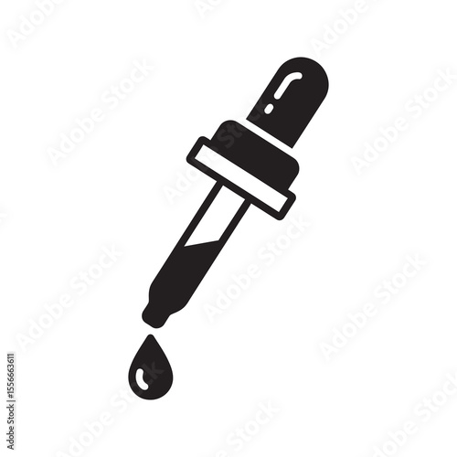 Dropper with serum solid glyph icon for skincare and cosmetic treatment essential oil application and beauty product dosage with pipette vector