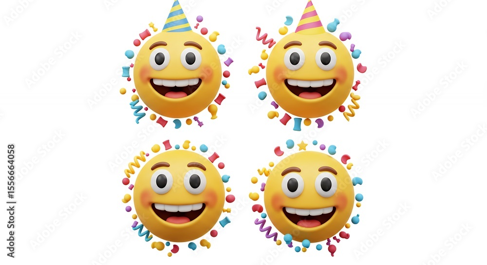 Obraz premium Emoji faces with party decoration celebration image