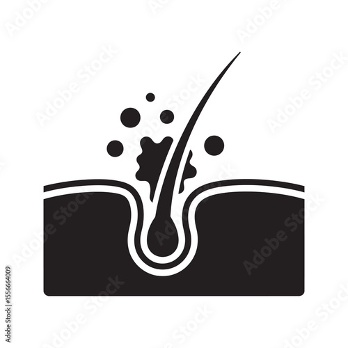 Hair cleaning icon showing shampoo lathering at the follicle a symbol for scalp treatment washing and hair care for healthy and clean results vector solid glyph