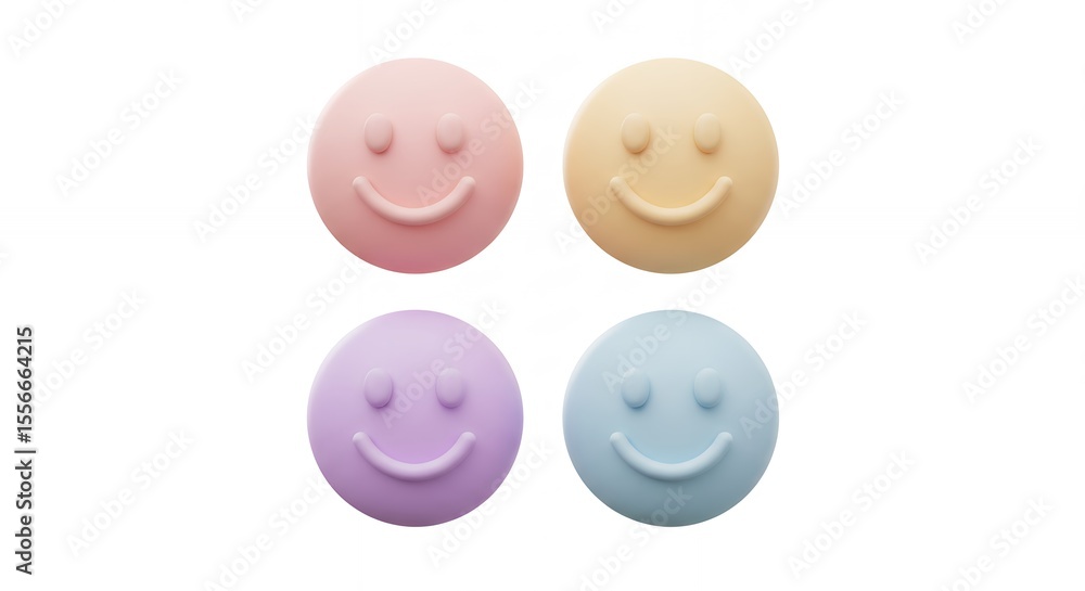 Obraz premium Pastel colored smiley faces