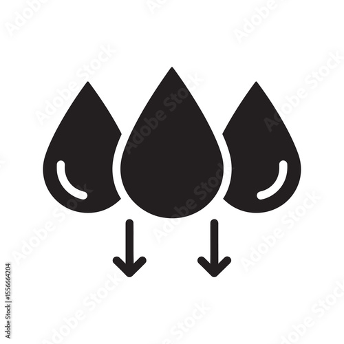 Deep absorption solid glyph icon for skin hydration showing moisture penetrating layers of the skin for cosmetic and dermatology product effect vector