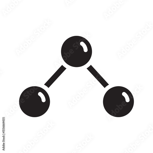 Simple molecule solid glyph icon for science and chemistry class representing atomic connection and chemical compound structure for education vector