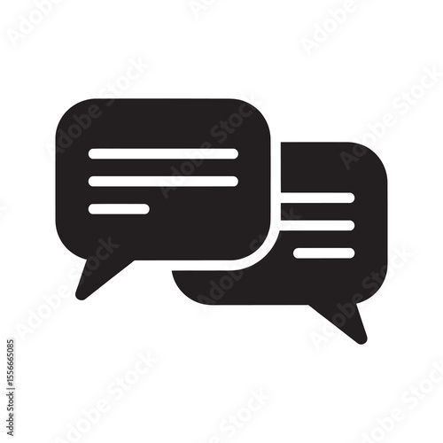Chat discussion solid glyph icon with two speech bubbles for online conversation and communication forum for feedback and messaging support vector
