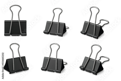 set of black paper clip isolated