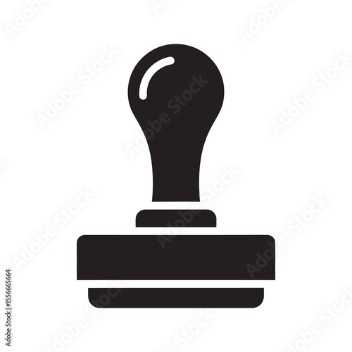 Rubber stamp solid glyph icon for official approval and document certification quality control and accepted mark for business and office vector