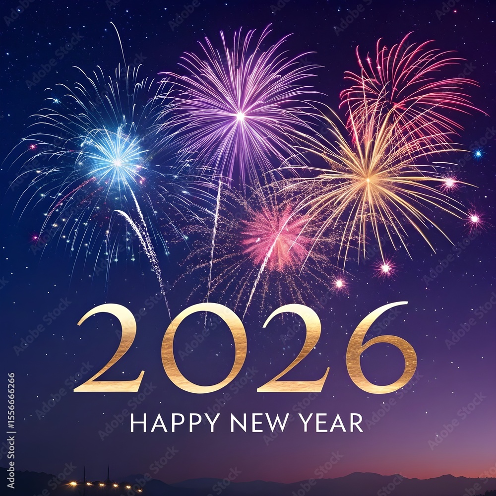 2026 Celebrate the bright holiday night sky with a happy new year firework festival explosion 2026 Celebrate the bright holiday night sky with a happy new year firework festival explosion