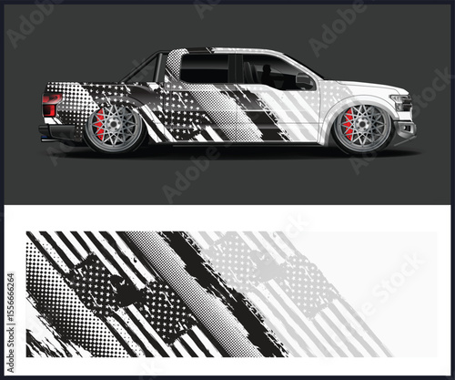 American Flag Design Car Wrap for Pickup Truck