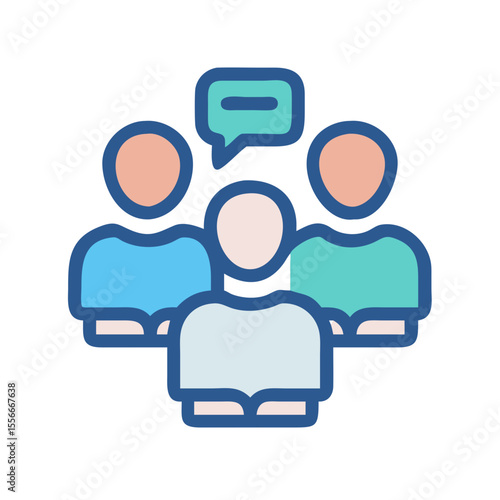 Group Communication Icon with Speech Bubble Symbolizing Discussion and Collaboration