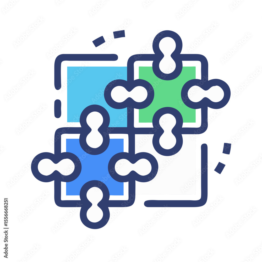Obraz premium Connected jigsaw puzzle pieces representing collaboration, teamwork, and solution-oriented approach in business settings