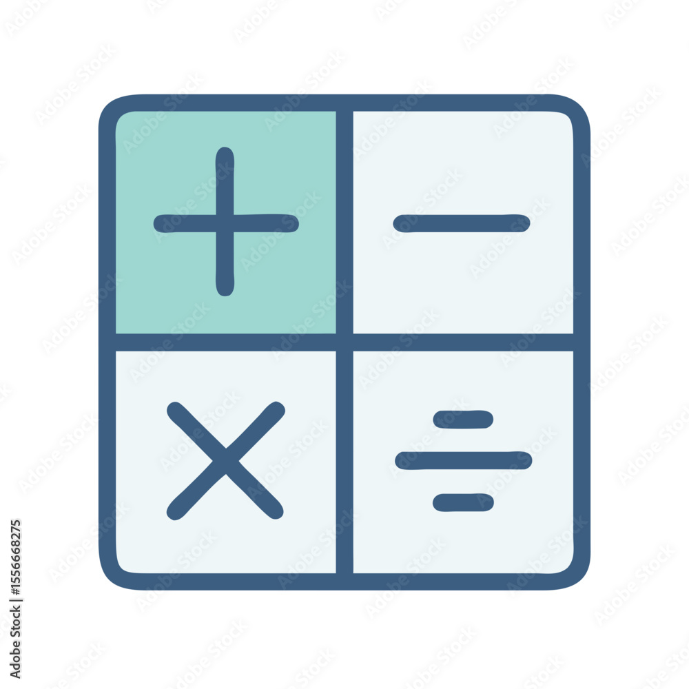 Calculator icon with basic mathematical operations in minimalist flat design style Calculator icon with basic mathematical operations in minimalist flat design style