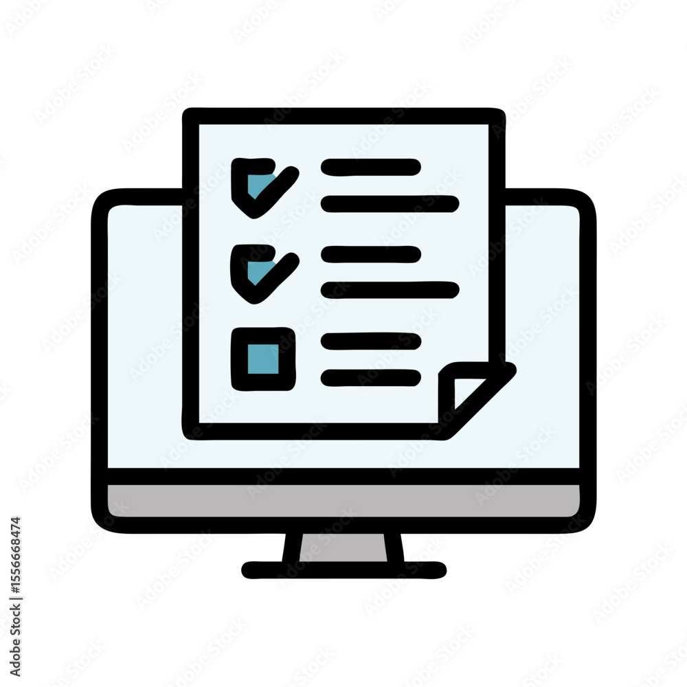 Digital checklist on computer screen for online surveys and digital tasks completion Digital checklist on computer screen for online surveys and digital tasks completion