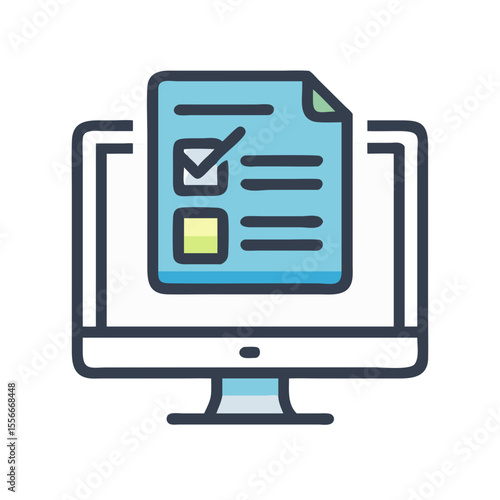 Online form submission with checklist displayed on a desktop computer screen for business solutions