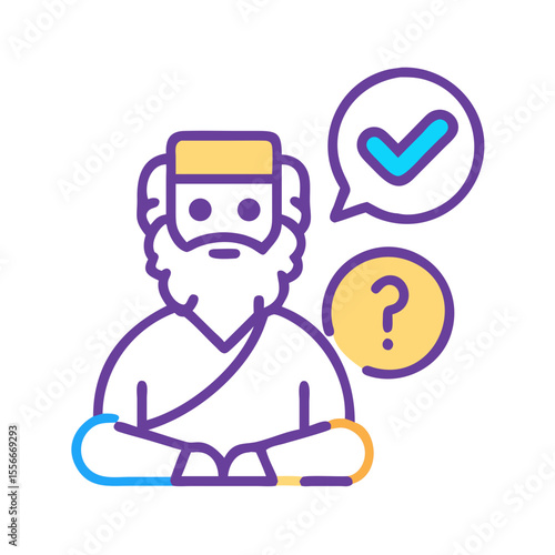 Philosophical Insights: A Simple Icon Depicting Wisdom, Knowledge and Problem-Solving Abilities