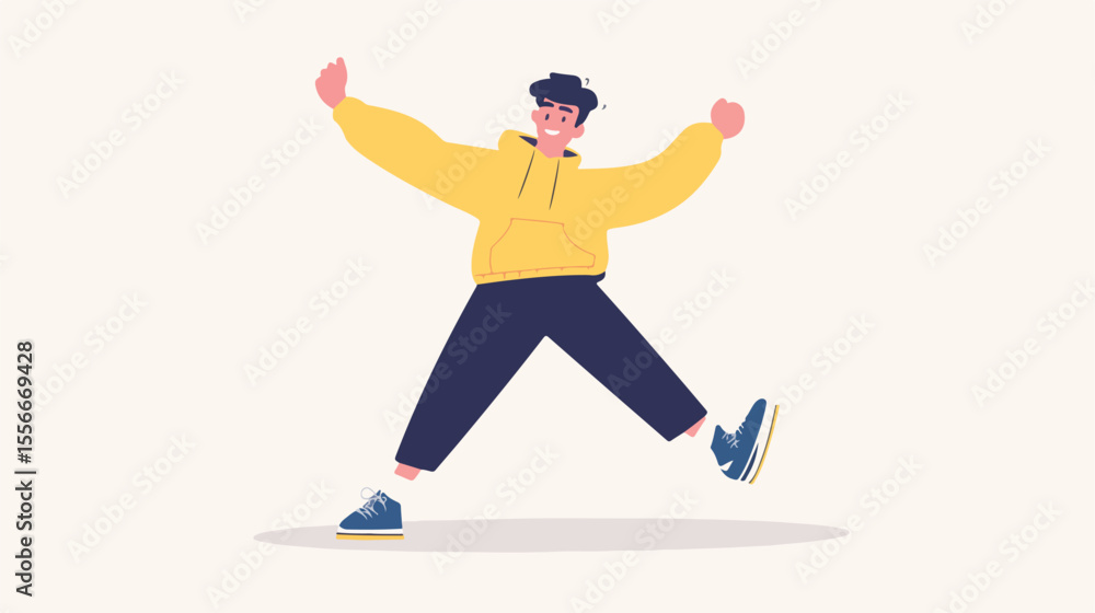 Flat Vector Cartoon of a Funny Dancing Man Character Flat Vector Cartoon of a Funny Dancing Man Character