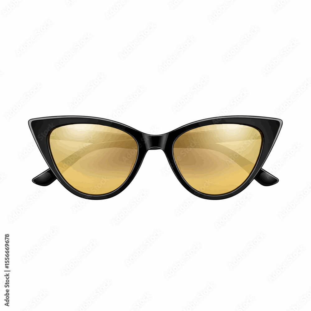 Fototapeta premium Sharp Matte Black Cat-Eye with Gold Mirror Lenses Sunglasses