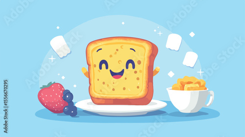 Delicious and Nutritive Breakfast Character Vector Illustration