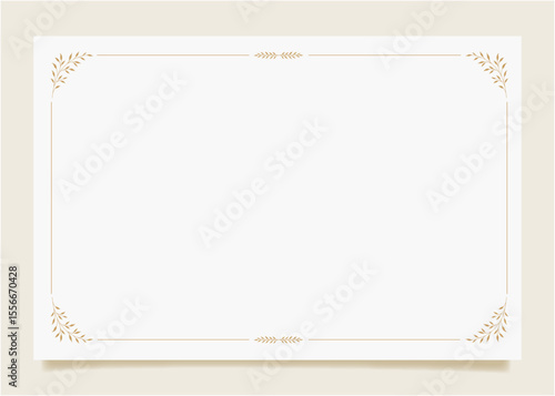Elegant Letter Paper with Minimal Gold Leaf Border on White Background
