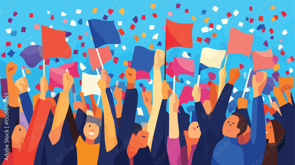 Unity and Diversity Concept with Hands Holding Flags - Vector Illustration Unity and Diversity Concept with Hands Holding Flags - Vector Illustration