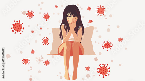 Dengue Fever Girl with Red Rash - Medical Concept Photo