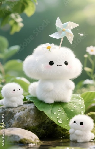 two white rabbits in the grass