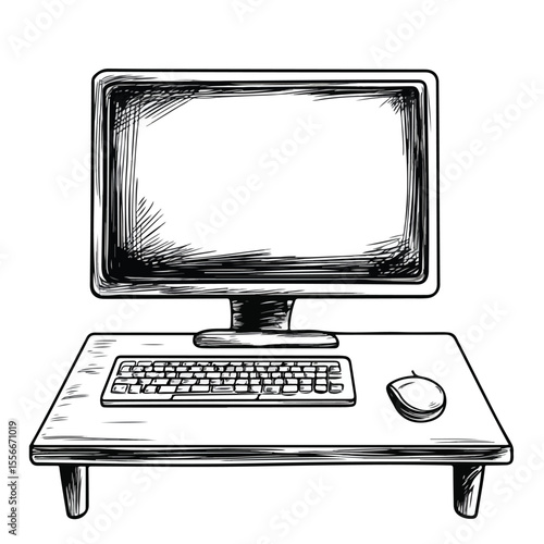 Colorful Cartoon Vector Illustration of a Desktop Computer