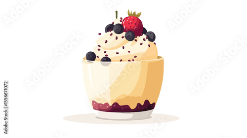 Delicious Fruit Mousse Dessert Flat Icon Vector Illustration