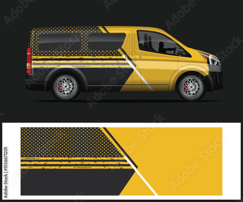 Yellow and Black Car Wrap Design with Stars