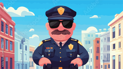 Flat Vector Illustration of Disguised Policeman Character