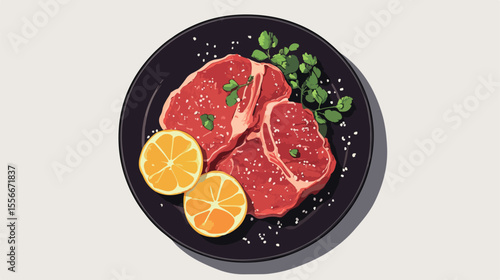 Delicious Beef Dish Flat Vector Illustration