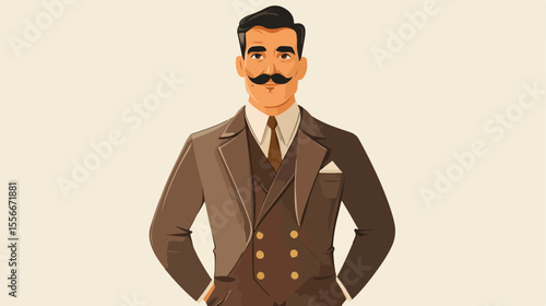 Distinguished Man Cartoon Flat Vector Illustration
