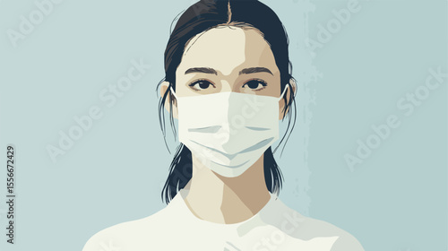 Professional Female Doctor Wearing Face Mask Flat Vector Illustration